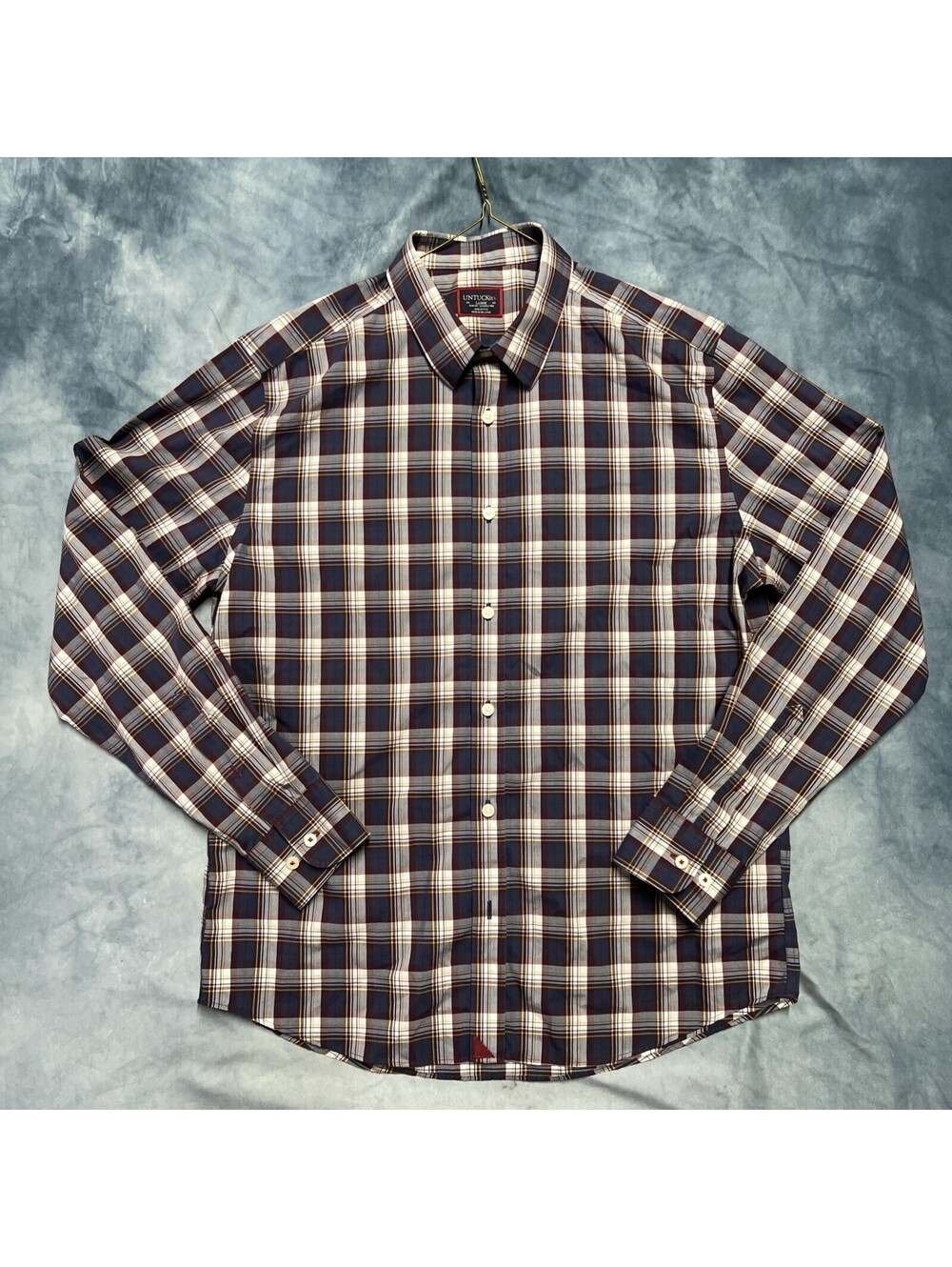 UNTUCKit Mens Size Large, blue and red plaid shirt